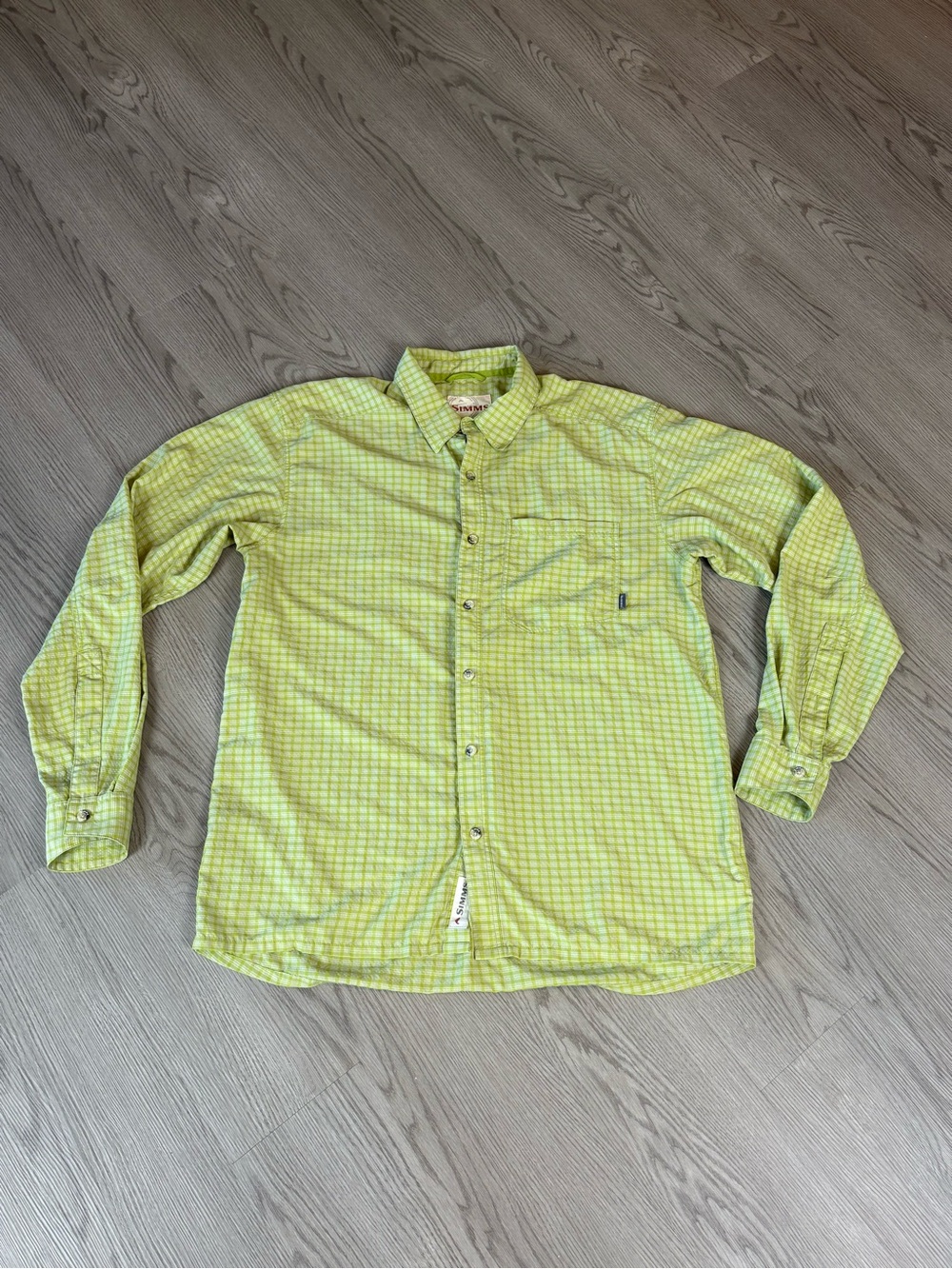 Simms Light Green Plaid Long-Sleeve Button-Down Shirt